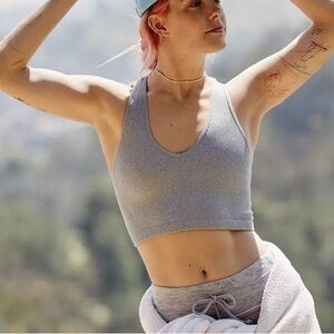 Free people movement gray ribbed tank